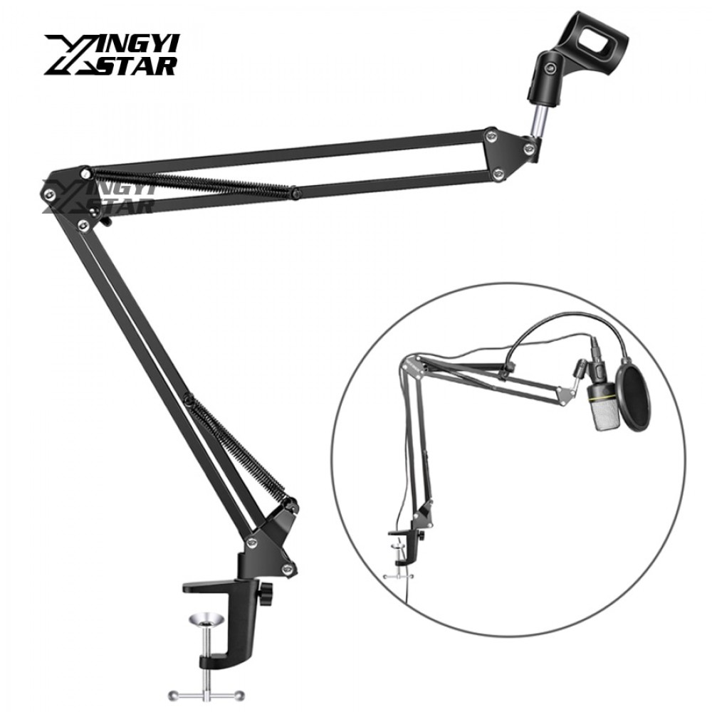 Desktop Scissor Arm Stand Microphone Holder Mic Desk Cantilever Support For Broadcasting Recording Spider Mount Shock Suspension