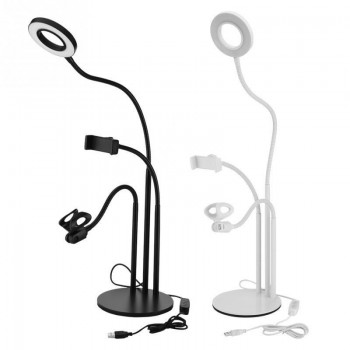 360 Degree 3-in-1  Long Arm Flexible Bracket Stand With Dimmable LED Fill Light Selfie Ring Light Microphone For Live Stream