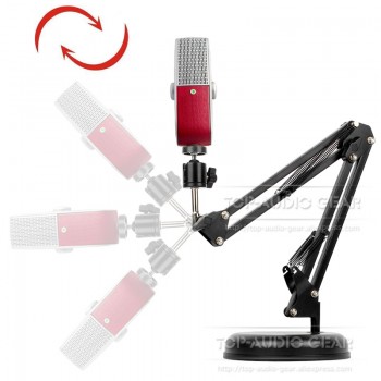 Desktop Suspension Boom Scissor Arm Microphone Stand Mount For Blue Raspberry Mic Stand Mounting Bracket Round Base Plate