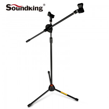 soundking Universal Microphone Tripod Floor Stand Adjustable Microphone Clip Holder Detachable Double-headed Stage Mic Stand S10