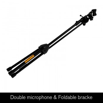 soundking Universal Microphone Tripod Floor Stand Adjustable Microphone Clip Holder Detachable Double-headed Stage Mic Stand S10