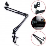 Adjustable Black Microphone Suspension Boom Scissor Arm Stand Holder For Studio