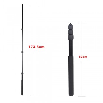 Protable Extendable Mini 2in1 Camera Monopod Zoom Microphone Boom Pole Compact Lightweight Padded Handle Twist Lock 3 Sections