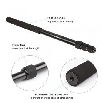 MINIFOCUS Lightweight Boom pole with Easy Twist Locks and Padded Handle Extendable for Professional  Microphones C0amera Monopod