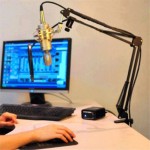 Extendable Recording Microphone Holder Metal Adjustable Broadcast Studio microphone Mic Suspension Boom Scissor Arm Stands Clip