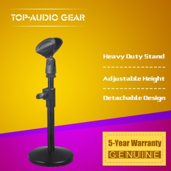 Free Shipping Quality Metal Round Base Heavy Duty Mic Stand Clip Holder Clamp Table Desktop Microphone Stand Adjustable Height