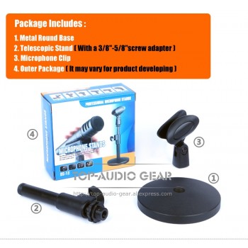 Free Shipping Quality Metal Round Base Heavy Duty Mic Stand Clip Holder Clamp Table Desktop Microphone Stand Adjustable Height