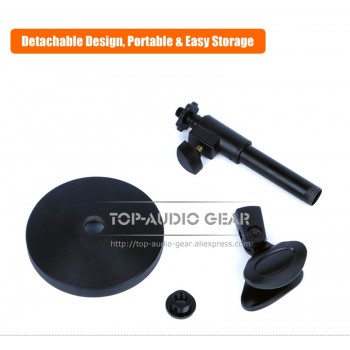 Free Shipping Quality Metal Round Base Heavy Duty Mic Stand Clip Holder Clamp Table Desktop Microphone Stand Adjustable Height