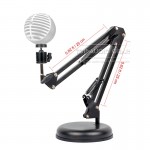 Tabletop Suspension Boom Scissor Arm Mic Stand Mount For SHURE MV5 MV 5 USB Microphone Stand Mounting Bracket Round Base Plate