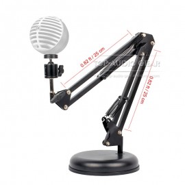 Tabletop Suspension Boom Scissor Arm Mic Stand Mount For SHURE MV5 MV 5 USB Microphone Stand Mounting Bracket Round Base Plate