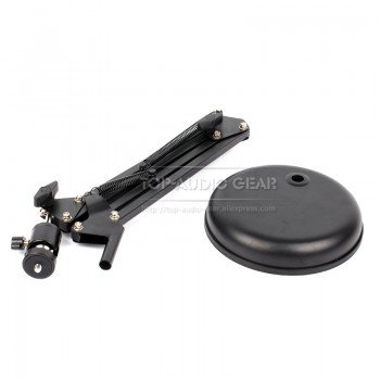 Tabletop Suspension Boom Scissor Arm Mic Stand Mount For SHURE MV5 MV 5 USB Microphone Stand Mounting Bracket Round Base Plate