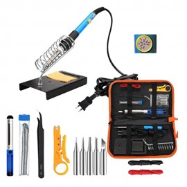 Soldering Irons Kit Electronics Adjustable Temperature Soldering Iron 15pcs Tweezers Portable Welding Repair Tool FOR EU