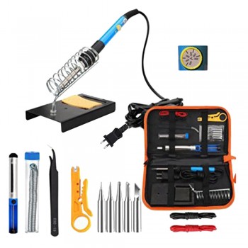 Soldering Irons Kit Electronics Adjustable Temperature Soldering Iron 15pcs Tweezers Portable Welding Repair Tool FOR EU
