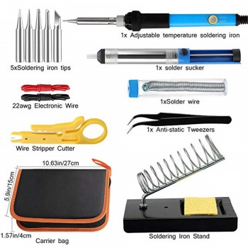Soldering Irons Kit Electronics Adjustable Temperature Soldering Iron 15pcs Tweezers Portable Welding Repair Tool FOR EU