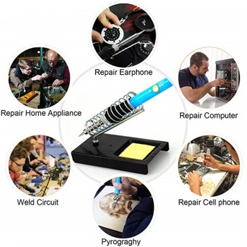 Soldering Irons Kit Electronics Adjustable Temperature Soldering Iron 15pcs Tweezers Portable Welding Repair Tool FOR EU