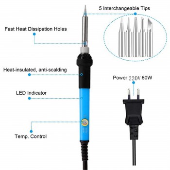 Soldering Irons Kit Electronics Adjustable Temperature Soldering Iron 15pcs Tweezers Portable Welding Repair Tool FOR EU