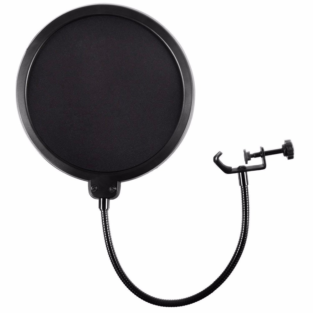 Microphone Pop Filter For Blue Yeti and Any Other Microphone Dual Layered Wind Pop Screen With Flexible Gooseneck Clip