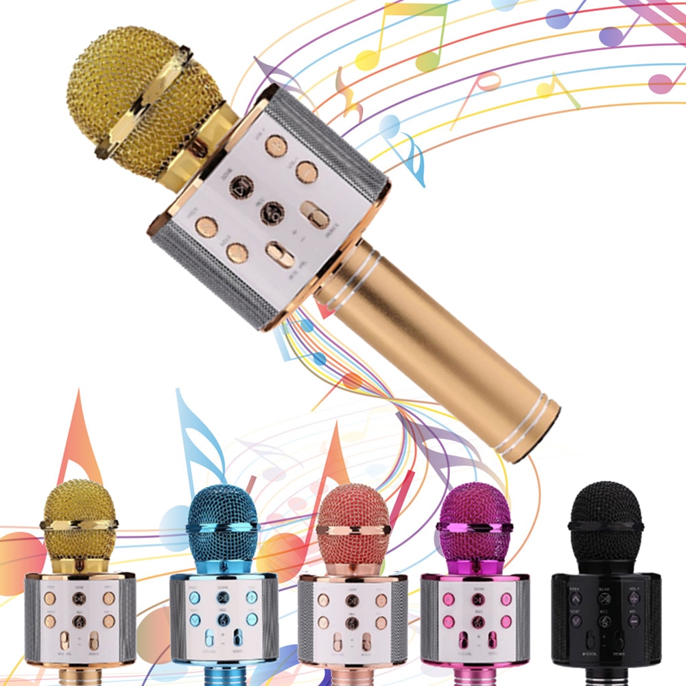 Microphone Professional Bluetooth Wireless Speaker Handheld Karaoke Mic Singing KTV Recorder with Covers for Phone PC Tablet TV