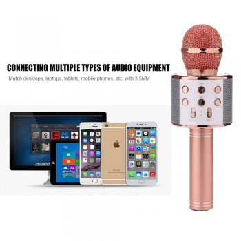 Microphone Professional Bluetooth Wireless Speaker Handheld Karaoke Mic Singing KTV Recorder with Covers for Phone PC Tablet TV