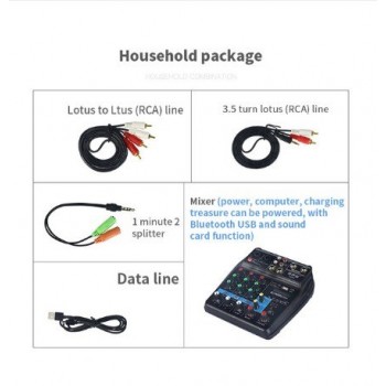 Aister TU04 mixer with Bluetooth USB and sound card function mixer for recording voice-activated radio network anchoring