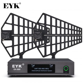 EYK EK-880 300m Directional Antenna Mic Splitter Collector Antenna Distributor Amplifier for 8 Sets Wireless Microphone System
