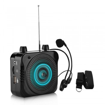 Portable Microphone Amplifier Audio Wireless Radio FM USB Player Loudspeaker with Mic Speech Amplifiers for Teaching