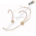 Beige Head Wearing Headset Headworn Conference Microphone Foldable ears Hook For AKG Samson Gemini Wireless BodyPack Transmitter