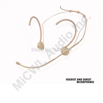 Beige Head Wearing Headset Headworn Conference Microphone Foldable ears Hook For AKG Samson Gemini Wireless BodyPack Transmitter