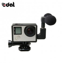EDAL Stereo Microphone For Gopro Hero 4 3 Accessories Protective Frame Case Mount For Go Pro Action Camera 3.5Mm No Noise Mic