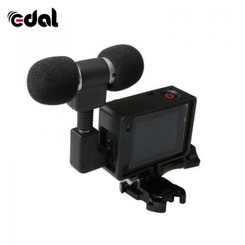 EDAL Stereo Microphone For Gopro Hero 4 3 Accessories Protective Frame Case Mount For Go Pro Action Camera 3.5Mm No Noise Mic