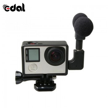 EDAL Stereo Microphone For Gopro Hero 4 3 Accessories Protective Frame Case Mount For Go Pro Action Camera 3.5Mm No Noise Mic