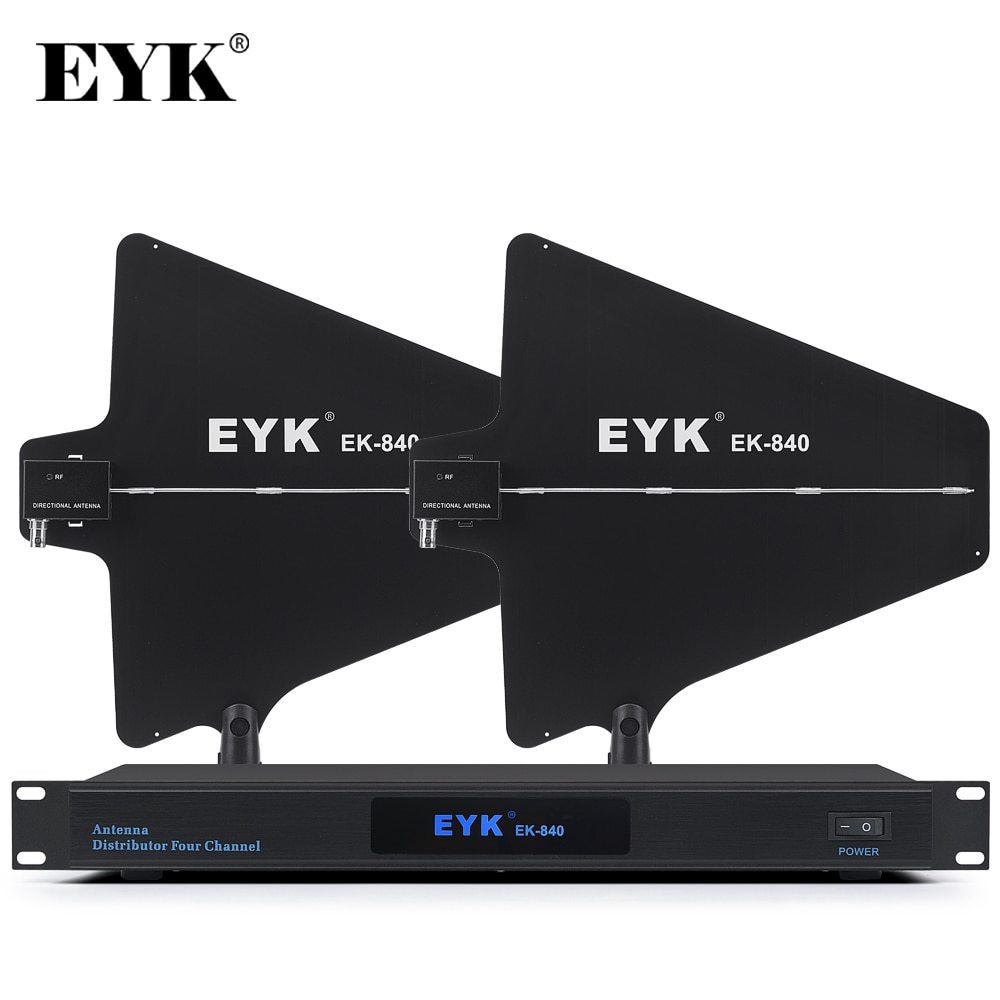 EYK EK-840 300m Directional Antenna Distributor Stable for 4 Sets Wireless Microphone System 500-950MHz Mic Splitter Collector