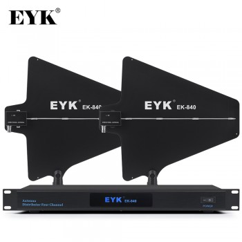 EYK EK-840 300m Directional Antenna Distributor Stable for 4 Sets Wireless Microphone System 500-950MHz Mic Splitter Collector