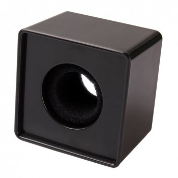TOP 1pc Black ABS Mic Microphone Interview Square Logo Flag Station
