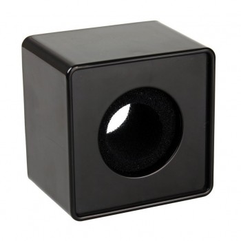 TOP 1pc Black ABS Mic Microphone Interview Square Logo Flag Station