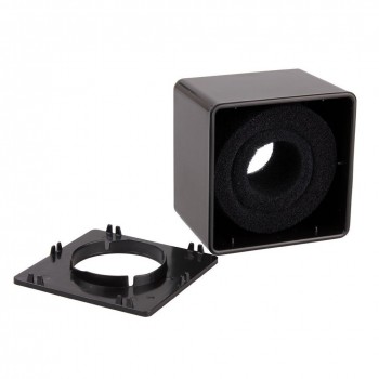 TOP 1pc Black ABS Mic Microphone Interview Square Logo Flag Station