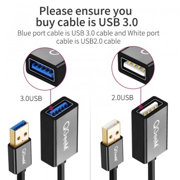 QGeeM USB Extension Cable Cord Super Speed USB 3.0 Cable Male to Female 1m 2m 3m Data Sync USB 2.0 Extender Cord Extension USB