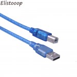 Elistooop  USB 2.0 Extension Print Cable1.5M 3M 5M OHFC Copper Transparent Blue Wholesale Extended USB Cable for Printer HDD New