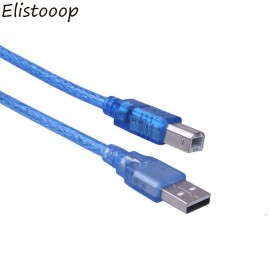 Elistooop  USB 2.0 Extension Print Cable1.5M 3M 5M OHFC Copper Transparent Blue Wholesale Extended USB Cable for Printer HDD New