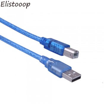 Elistooop  USB 2.0 Extension Print Cable1.5M 3M 5M OHFC Copper Transparent Blue Wholesale Extended USB Cable for Printer HDD New
