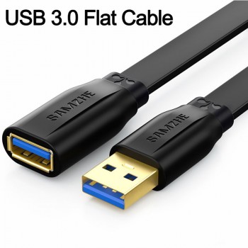 SAMZHE USB 3.0 Extension Cable Flat Extend Cable AM/AF 0.5m/1m/1.5m/2m/3m For PC TV PS4 Computer Laptop Extender