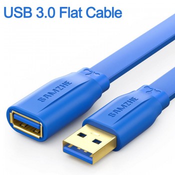 SAMZHE USB 3.0 Extension Cable Flat Extend Cable AM/AF 0.5m/1m/1.5m/2m/3m For PC TV PS4 Computer Laptop Extender