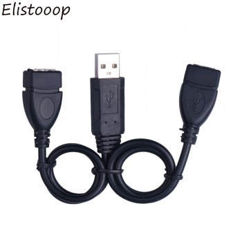 USB 2.0 Extension Cable Male to 2 Female USB2.0 Charge Cable Data Sync Transfer Extender Cable for Computer