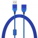 0.3M 0.5M 1.5M 3M 5M New USB2.0 Extension Cable Male to Female USB Adapter Transparent Blue Anti-interference Dual Shielding