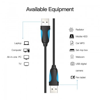 Vention USB to USB Cable Type A Male to Male USB 2.0 Extension Cable for Radiator Hard Disk Webcom USB2.0 Cable Extender