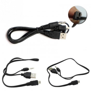 Hot Sell Data Cable 2 in 1USB Cable Jack 3.5mm AUX Cable USB Male Mini USB 5 Pin Charge for Bluetooth Player Portable Speaker amp;