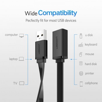 Ugreen USB 3.0 Cable Flat USB Extension Cable Male to Female Data Cable USB3.0 Extender Cord for PC TV USB Extension Cable