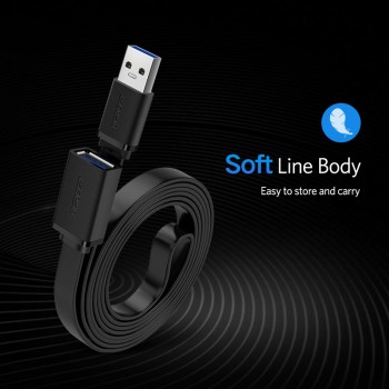 Ugreen USB 3.0 Cable Flat USB Extension Cable Male to Female Data Cable USB3.0 Extender Cord for PC TV USB Extension Cable
