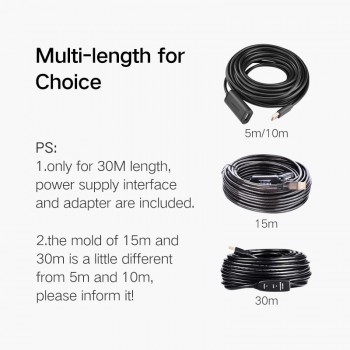 Ugreen USB Extension Cable 5m/10m/20m/30m Male to Female USB 3.0 Cable Signal Amplifier USB3.0 2.0 Extender Cord USB Extension