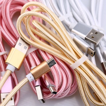 Eighfitech Braided Copper Mini Usb Data Cable Cord Adapter USB 2.0 T-port Charge Line for MP3 MP4 Car DVR Camera 1m/2m